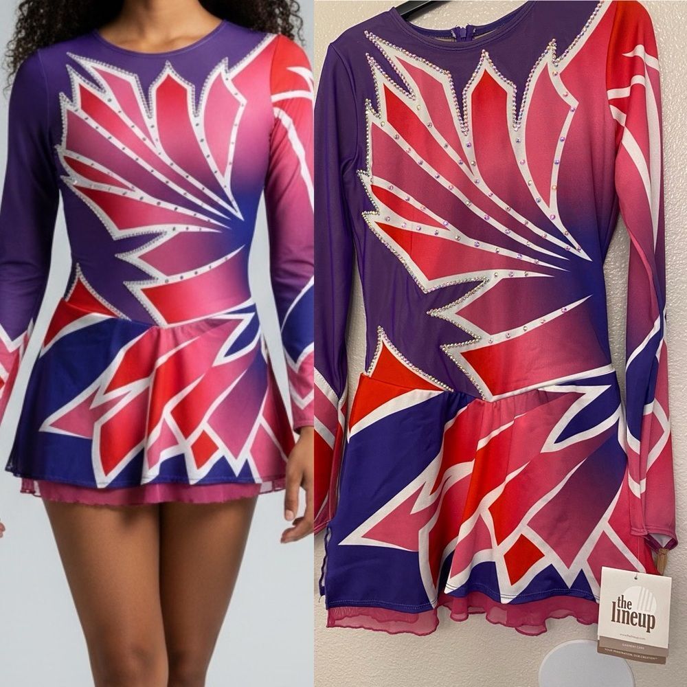 The Line up custom solo dance ice skating pom dress costume rhinestoned MA adult